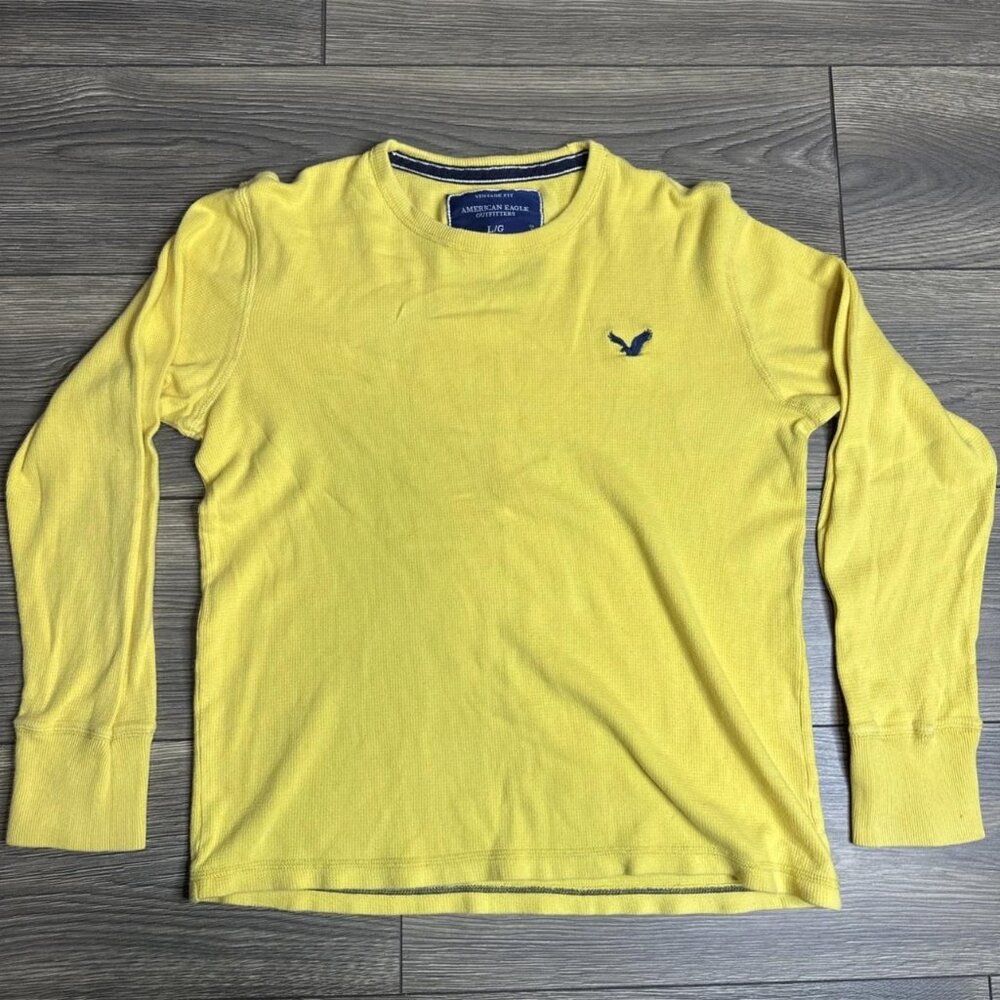 American Eagle Thermal Long Sleeve Shirt Yellow Size L